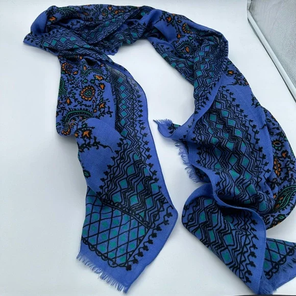 Wool J Crew Silk Scarf Crew Accessories J Crew Blue Paisley Scarf